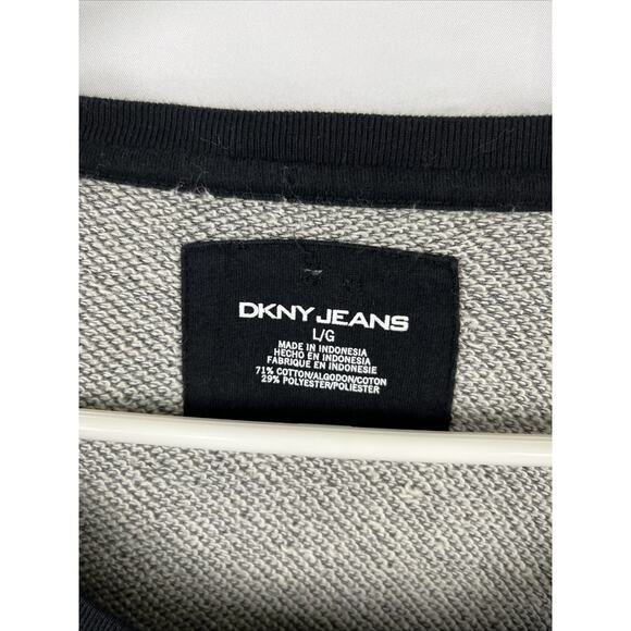 DKNY Womens Large Jacket Gray Long Sleeve Colorblock Raw Slanted Zipper - Picture 2 of 7